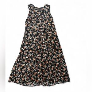 JBS vintage black floral midi dress